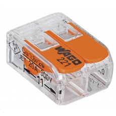 CONRAD Kabelová svorka WAGO 221-412 pro kabel o rozměru 0.14-4 mm2, pólů 2, 1 ks, transparentní, oranžová CONRAD Kabelová svorka WAGO 221-412 pro kabel o rozměru 0.14-4 mm2, pólů 2, 1 ks, transparentní, oranžová