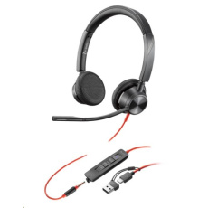 Poly náhlavní souprava Blackwire 3325 MS, 3,5 mm jack + USB-C/A adaptér, stereo