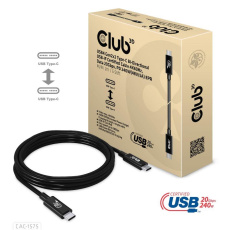 Club3D kabel USB4 Gen2x2 Typ-C, Oboustranný USB-IF Certifikovaný data kabel, Data 20Gbps, PD 240W(48V/5A) EPR M/M 2m