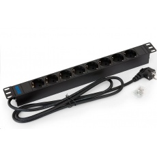 TRITON 19" rozvodný panel 8x230V DIN - 2m, černý TRITON 19" rozvodný panel 8x230V DIN - 2m, černý