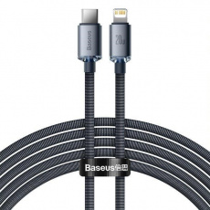 Baseus Crystal Shine Series nabíjecí / datový kabel USB-C / Lightning 20W 2m, černá