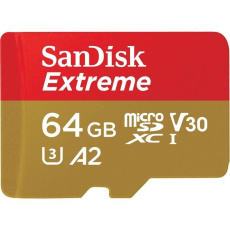 SanDisk micro SDXC karta 64GB Extreme Action Cams and Drones (170 MB/s Class 10, UHS-I U3 V30) + adaptér SanDisk micro SDXC karta 64GB Extreme Action Cams and Drones (170 MB/s Class 10, UHS-I U3 V30) + adaptér