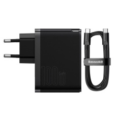 Baseus GaN5 Pro rychlonabíjecí adaptér USB-C + USB-A 100W černá Baseus GaN5 Pro rychlonabíjecí adaptér USB-C + USB-A 100W černá