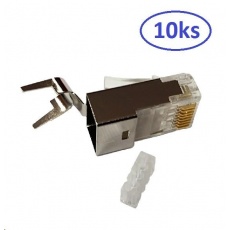 Konektor STP RJ45 (8p8c), Cat6A, 50µm, skládaný, drát - 10 ks Konektor STP RJ45 (8p8c), Cat6A, 50µm, skládaný, drát - 10 ks