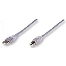 MANHATTAN Kabel USB 2.0 A-B propojovací 5m (stříbrný) MANHATTAN Kabel USB 2.0 A-B propojovací 5m (stříbrný)