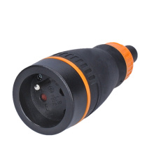 Solight zásuvka do vlhka, přímá, IP40, černá-oranžová Solight zásuvka do vlhka, přímá, IP40, černá-oranžová