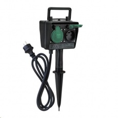 Solight zahradní sloupek IP44, 2 zásuvky + časový spínač, gumový kabel 1,5m Solight zahradní sloupek IP44, 2 zásuvky + časový spínač, gumový kabel 1,5m