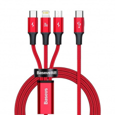 Baseus Rapid Series nabíjecí / datový kabel 3v1 Type-C/ (Micro USB + Lightning PD 20W + USB-C) 1.5m červená Baseus Rapid Series nabíjecí / datový kabel 3v1 Type-C/ (Micro USB + Lightning PD 20W + USB-C) 1.5m červená