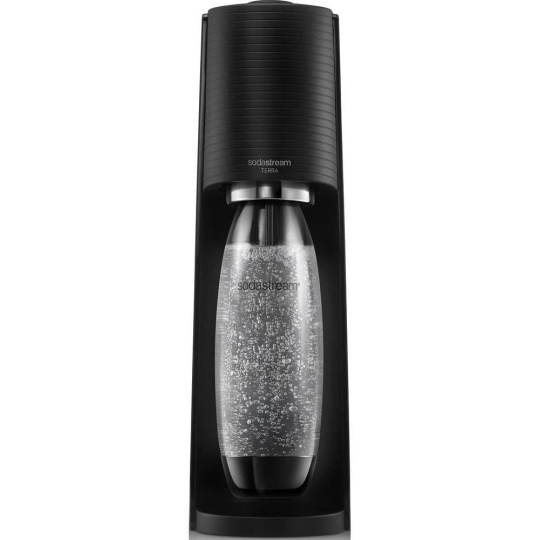 SodaStream Terra Black výrobník sody, mechanický, 1l láhev SodaStream Fuse, bombička s CO2, černý