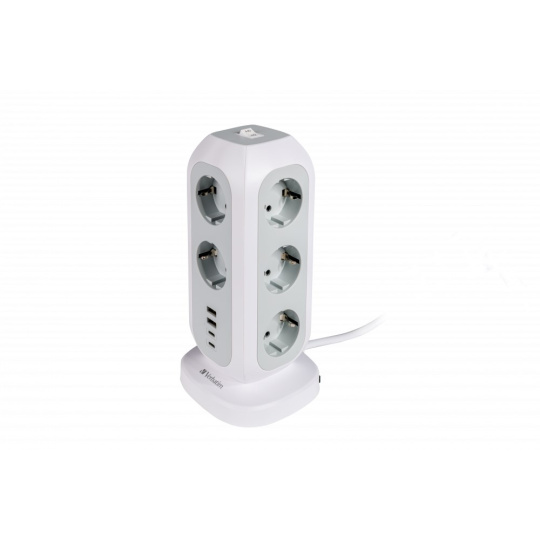 VERBATIM EU Power Tower EUPT-01 Nabíjecí stanice ,11x230V, 2xUSB-C, 2x USB-A