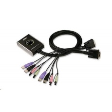 ATEN přepínač KVM 2-port DVI KVMP USB2.0, mini, audio, 1.2m kabely ATEN přepínač KVM 2-port DVI KVMP USB2.0, mini, audio, 1.2m kabely