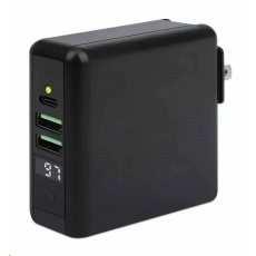 Manhattan cestovní nabíječka a powerbanka, 4-in-1, 8.000 mAh, Interchangeable US/EU/UK Plugs, černá Manhattan cestovní nabíječka a powerbanka, 4-in-1, 8.000 mAh, Interchangeable US/EU/UK Plugs, černá