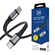 3mk Hyper Cable N-SERIES C to C 1.5m PD 3.0 QC 3.0 20V/5A 100W Black 3mk Hyper Cable N-SERIES C to C 1.5m PD 3.0 QC 3.0 20V/5A 100W Black