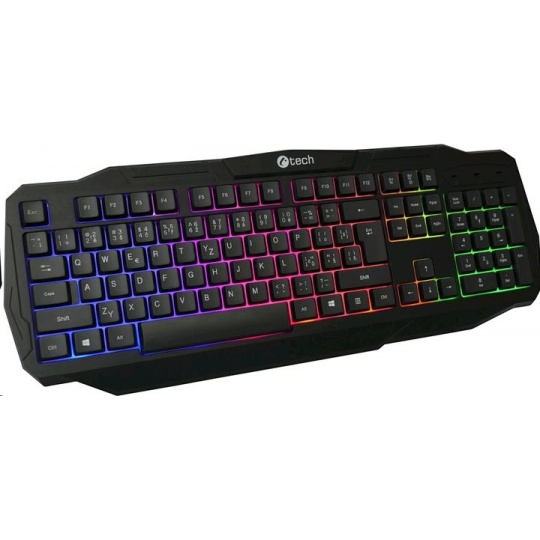 C-TECH klávesnice Arcus (GKB-15), casual gaming, CZ/SK, duhové podsvícení, USB