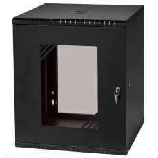 LEXI-Net 19" nástěnný rozvaděč Basic 12U 520x450, skleněné dveře, bez zad, rozložený, černý LEXI-Net 19" nástěnný rozvaděč Basic 12U 520x450, skleněné dveře, bez zad, rozložený, černý