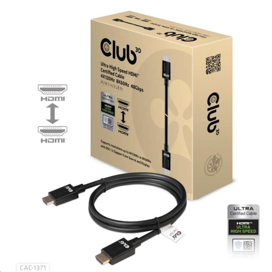 BAZAR - Club3D Kabel Ultra Rychlý HDMI™ Certifikovaný 4K 8K60Hz 48Gbps (M/M), 1m, 30 AWG - Poškozený obal (Komplet) BAZAR - Club3D Kabel Ultra Rychlý HDMI™ Certifikovaný 4K 8K60Hz 48Gbps (M/M), 1m, 30 AWG - Poškozený obal (Komplet)