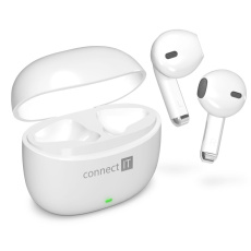 CONNECT IT Sluchátka True Wireless SonicBass, špunty do uší s mikrofonem, Bluetooth, bílá CONNECT IT Sluchátka True Wireless SonicBass, špunty do uší s mikrofonem, Bluetooth, bílá