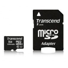 TRANSCEND MicroSDHC karta 8GB Ultimate, Class 10 UHS-I 600x, MLC + adaptér TRANSCEND MicroSDHC karta 8GB Ultimate, Class 10 UHS-I 600x, MLC + adaptér