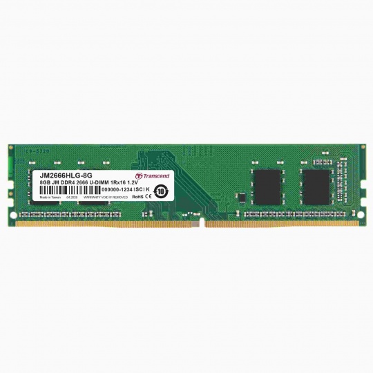 TRANSCEND DIMM DDR4 8GB 2666MHz 1Rx16 1Gx16 CL19 1.2V