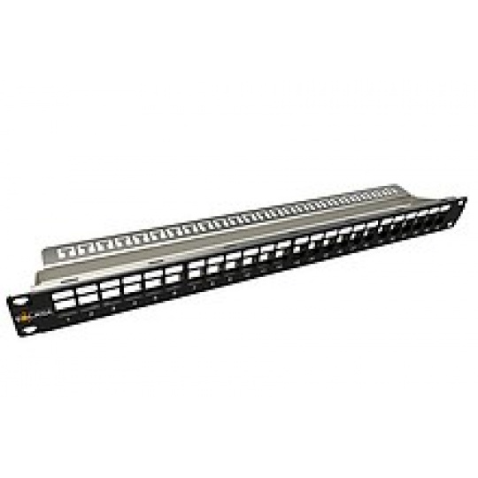 Solarix Modulární neosazený patch panel 24 portů 1U SX24M-0-STP-BK-UNI-N