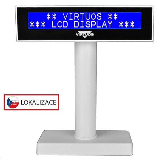 Virtuos LCD zákaznický displej Virtuos FL-2026MB 2x20, USB, bílý Virtuos LCD zákaznický displej Virtuos FL-2026MB 2x20, USB, bílý