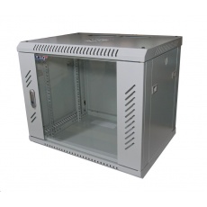 LEXI-Net 19" nástěnný rozvaděč 9U 600x450, nosnost 60 kg, skleněné dveře, rozložený, šedý LEXI-Net 19" nástěnný rozvaděč 9U 600x450, nosnost 60 kg, skleněné dveře, rozložený, šedý