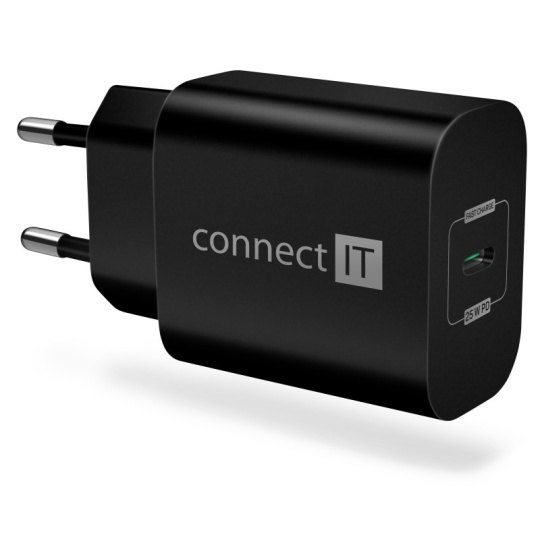 CONNECT IT Voyager2 nabíjecí adaptér 1×USB-C, 25W PD, černá