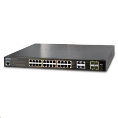 Planet GS-4210-24PL4C PoE+ switch 28x 1000Base-T, 4x SFP, 802.3at do 440W, VLAN, SNMPv3/WEB