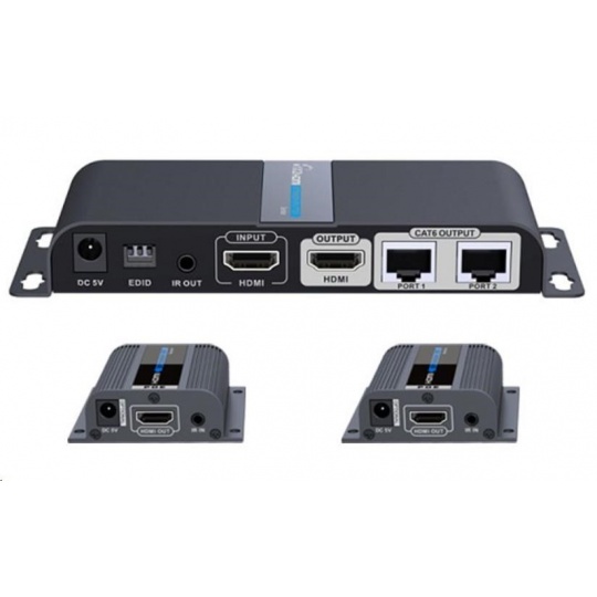 PREMIUMCORD HDMI 1-2 splitter+extender po CAT6/6a/7, FULL HD, 3D