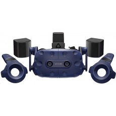 HTC Vive Pro Virtual Reality Headset (Kit), Blue (VR glasses, Motino Sensors, Controller, built-in audio)