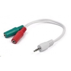 GEMBIRD Kabel rozdvojka jack 3,5mm (4 pólový) na 2x3,5mm M/F, 20cm, bíla GEMBIRD Kabel rozdvojka jack 3,5mm (4 pólový) na 2x3,5mm M/F, 20cm, bíla