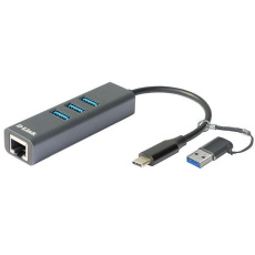D-Link DUB-2332 USB-C/USB to Gigabit Ethernet Adapter with 3x USB3.0 Hub D-Link DUB-2332 USB-C/USB to Gigabit Ethernet Adapter with 3x USB3.0 Hub