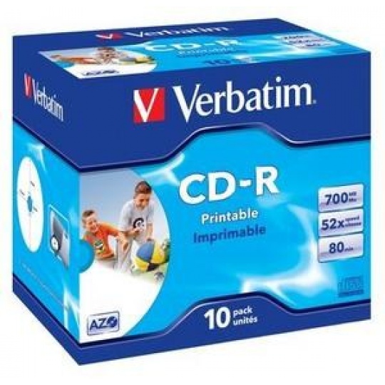 VERBATIM CD-R(10-Pack)Jewel/Printable/DLP/52x/700MB