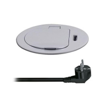Solight 1z + USB-C 20W PD vestavná zásuvka, 2m, stříbrná Solight 1z + USB-C 20W PD vestavná zásuvka, 2m, stříbrná
