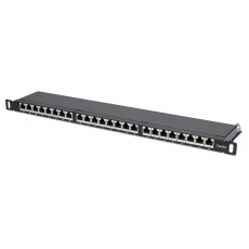 Intellinet Patch panel 24 port Cat6A, stíněný FTP, černý, 0.5U Intellinet Patch panel 24 port Cat6A, stíněný FTP, černý, 0.5U