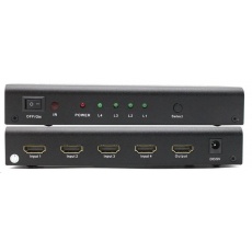 PREMIUMCORD HDMI switch 4:1 kovový s dálkovým ovladačem a napájecím adaptérem PREMIUMCORD HDMI switch 4:1 kovový s dálkovým ovladačem a napájecím adaptérem