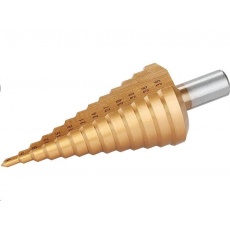 Extol Craft (20057) vrták stupňovitý, 4-39mm, stupňování po 3mm, 13 otvorů, stopka 13mm, délka 107mm, TiN Extol Craft (20057) vrták stupňovitý, 4-39mm, stupňování po 3mm, 13 otvorů, stopka 13mm, délka 107mm, TiN
