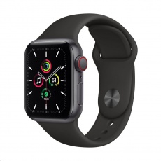 Apple Watch SE GPS + Cellular, 40mm Space Gray Alum. Case + Black Sport Band - Regular Apple Watch SE GPS + Cellular, 40mm Space Gray Alum. Case + Black Sport Band - Regular