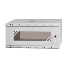 LEXI-Net 19" nástěnný rozvaděč Basic 4U 520x450, skleněné dveře, bez zad, rozložený, šedý LEXI-Net 19" nástěnný rozvaděč Basic 4U 520x450, skleněné dveře, bez zad, rozložený, šedý