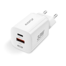 ALIGATOR chytrá síťová nabíječka GaN, PD 33W, USB-A + USB-C, bílá ALIGATOR chytrá síťová nabíječka GaN, PD 33W, USB-A + USB-C, bílá