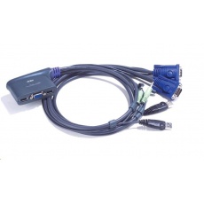 ATEN přepínač KVM 2-port VGA KVMP USB2.0, mini, audio, 0,9m kabely ATEN přepínač KVM 2-port VGA KVMP USB2.0, mini, audio, 0,9m kabely