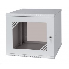 LEXI-Net 19" nástěnný rozvaděč Basic 9U 525x450, skleněné dveře, bez zad, rozložený, šedý LEXI-Net 19" nástěnný rozvaděč Basic 9U 525x450, skleněné dveře, bez zad, rozložený, šedý
