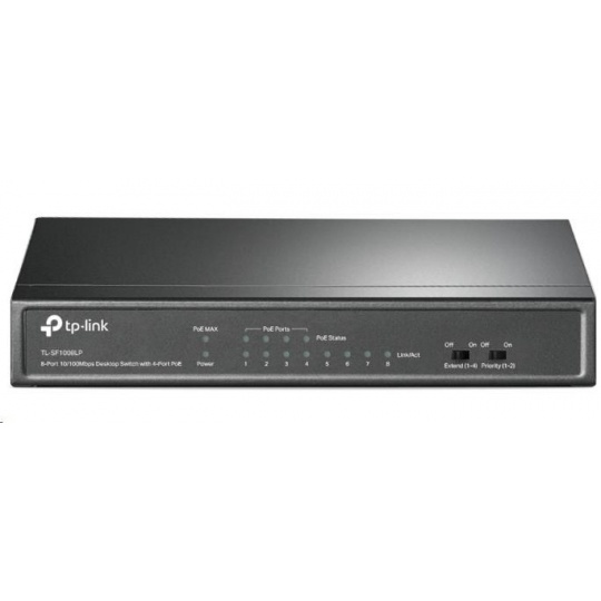 TP-Link switch TL-SF1008LP (8x100Mb/s, 4xPoE, 41W, fanless)