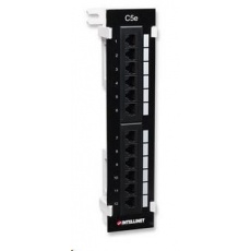 Intellinet Patch panel, 12 port Cat5e, UTP, černý, na zeď Intellinet Patch panel, 12 port Cat5e, UTP, černý, na zeď