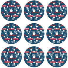 Bosch 9dílná sada brusných kotoučů EXPERT O780 s fólií, 125 mm, G80 (3×); G120 (3×); G180 (3×) Bosch 9dílná sada brusných kotoučů EXPERT O780 s fólií, 125 mm, G80 (3×); G120 (3×); G180 (3×)
