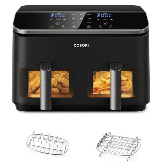 BAZAR Cosori Dual Basket horkovzdušná fritéza 8.5l  + 5x špíz a rošt / poškozený obal