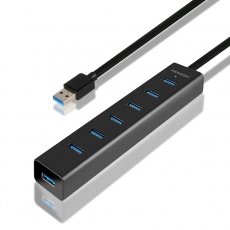 AXAGON HUE-SA7BP, 7x USB 3.0 ALU CHARGING hub, vč. AC adaptéru, kabel USB-A 40cm AXAGON HUE-SA7BP, 7x USB 3.0 ALU CHARGING hub, vč. AC adaptéru, kabel USB-A 40cm