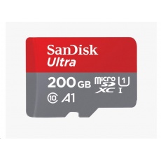 SanDisk MicroSDXC karta 200GB Ultra (120 MB/s, A1 Class 10 UHS-I, Android) + adaptér SanDisk MicroSDXC karta 200GB Ultra (120 MB/s, A1 Class 10 UHS-I, Android) + adaptér