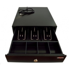 Virtuos pokladní zásuvka mikro EK-300C, 9V-24V, s kabelem 24V, pořadač 3/4, černá Virtuos pokladní zásuvka mikro EK-300C, 9V-24V, s kabelem 24V, pořadač 3/4, černá