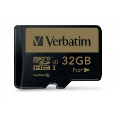 VERBATIM MicroSDHC karta 32GB PRO+ Class 10, UHS 1 (R:90/W:80 MB/s)